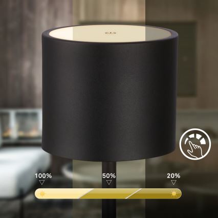 Briloner 7521015 - Lampada da tavolo LED ricaricabile dimmerabile per esterni SIGO LED/2,5W/5V IP44 2600 mAh nera