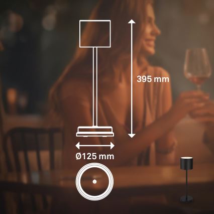 Briloner 7521015 - Lampada da tavolo LED ricaricabile dimmerabile per esterni SIGO LED/2,5W/5V IP44 2600 mAh nera