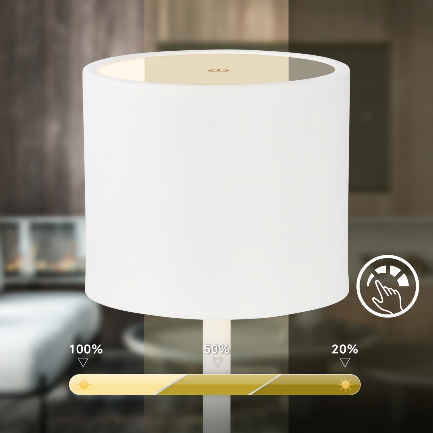Briloner 7521016 - Lampada da tavolo LED dimmerabile ricaricabile per esterni SIGO LED/2,5W/5V IP44 2600 mAh bianca