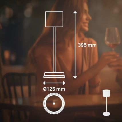 Briloner 7521016 - Lampada da tavolo LED dimmerabile ricaricabile per esterni SIGO LED/2,5W/5V IP44 2600 mAh bianca