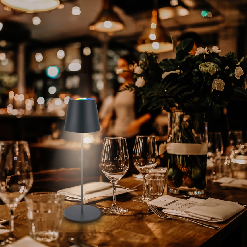 Briloner 7559015 - Lampada da tavolo ricaricabile per esterni dimmerabile LED RGB COLORIS LED/3,5W/5V IP44 2000 mAh antracite Wi-Fi Tuya