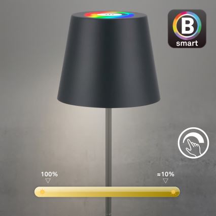 Briloner 7559015 - Lampada da tavolo ricaricabile per esterni dimmerabile LED RGB COLORIS LED/3,5W/5V IP44 2000 mAh antracite Wi-Fi Tuya
