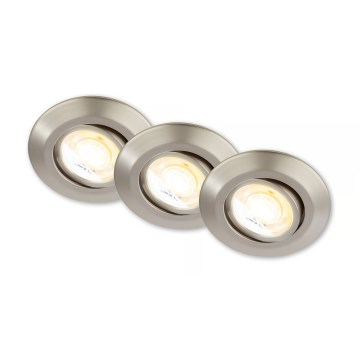 Briloner 7586032 - Set da 3 faretti da incasso per bagno KLIRA, LED 4,9W, 230V, 2500/3000/4000K, IP23, finitura cromo opaco