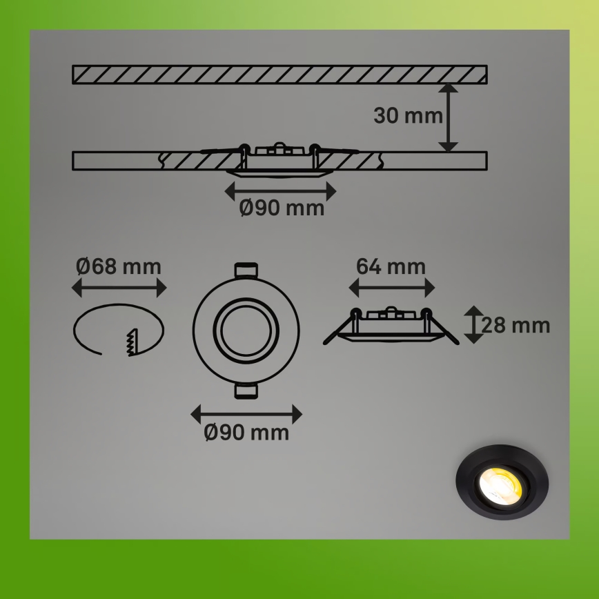 Briloner 7586035 - Set da 3 pezzi faretti da incasso per bagno a LED KLIRA LED/4,9W/230V 2500/3000/4000K IP23 neri