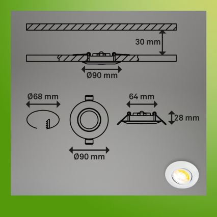 Briloner 7586036 - Set di 3 faretti LED da incasso per bagno KLIRA LED/4,9W/230V 2500/3000/4000K IP23 bianchi