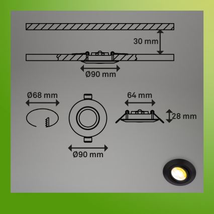 Briloner 7587035 - Set 3x faretti da incasso LED dimmerabili per bagno KLIRA LED/4,9W/230V 2500/3000/4000K IP23 nero