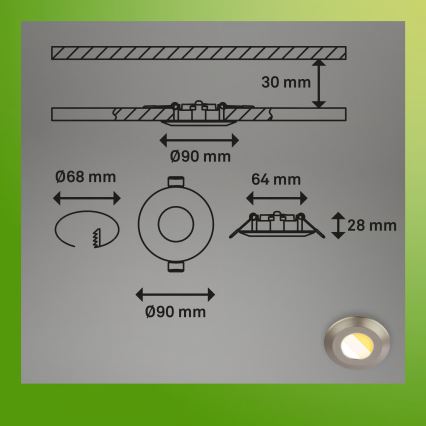 Briloner 7588032 - Set da 3 faretti da incasso LED per bagno KLIRA LED/4,9W/230V 2500/3000/4000K IP44 cromo opaco
