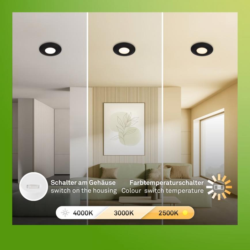 Briloner 7588035 - SET 3x faretti da incasso LED per bagno KLIRA LED/4,9W/230V 2500/3000/4000K IP44 nero