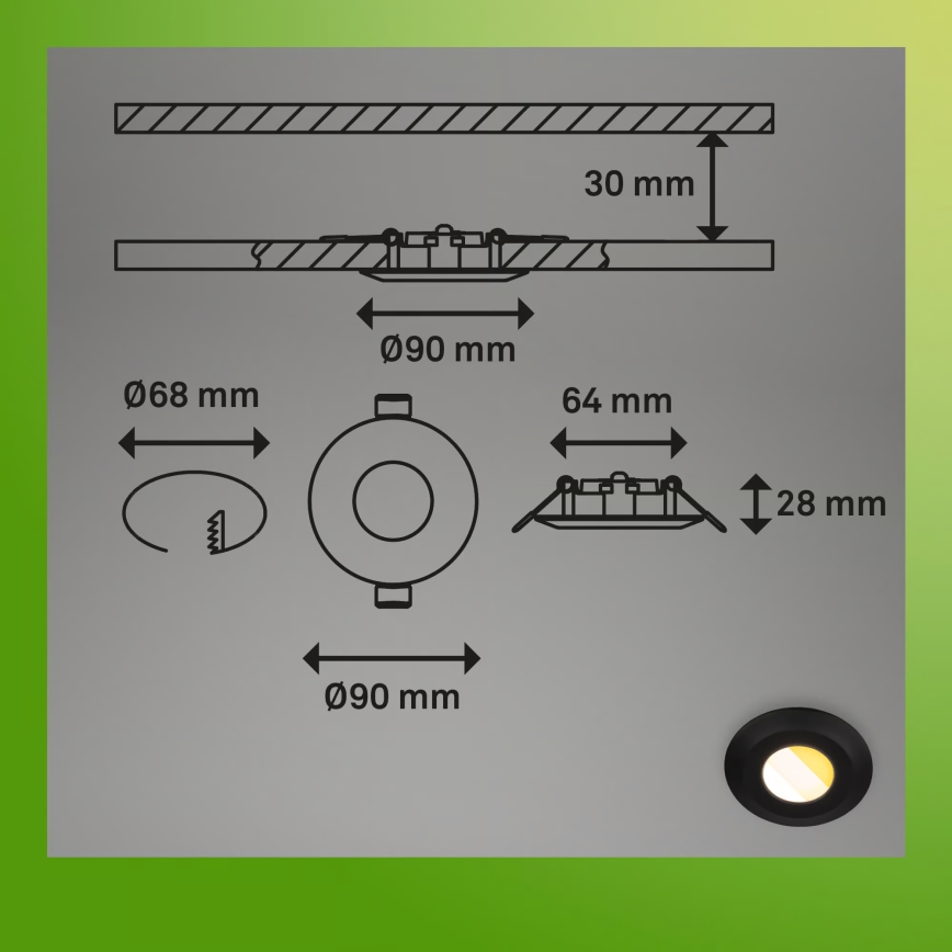 Briloner 7588035 - SET 3x faretti da incasso LED per bagno KLIRA LED/4,9W/230V 2500/3000/4000K IP44 nero
