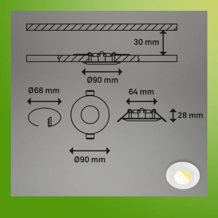 Briloner 7588036 - Set da 3 faretti LED da incasso per bagno KLIRA LED/4,9W/230V 2500/3000/4000K IP44 bianco