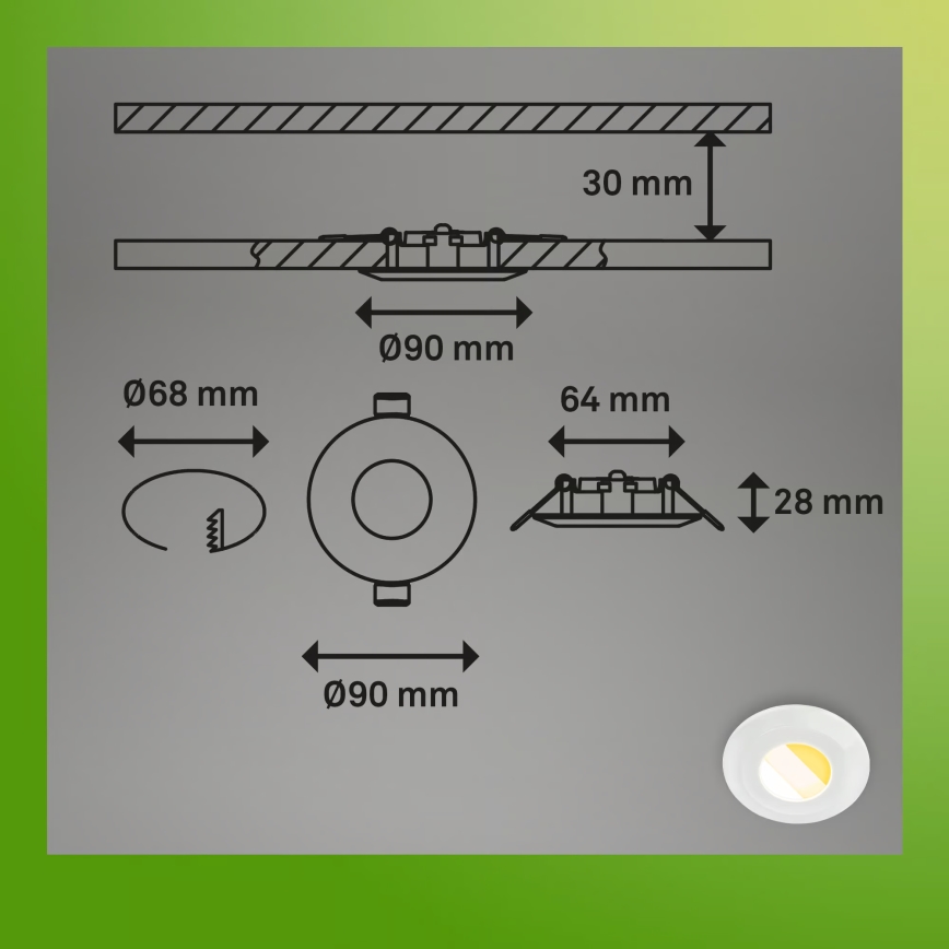 Briloner 7588036 - Set da 3 faretti LED da incasso per bagno KLIRA LED/4,9W/230V 2500/3000/4000K IP44 bianco