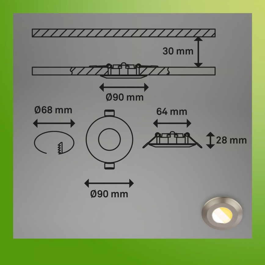 Briloner 7589032 - Set da 3 faretti da incasso dimmerabili per bagno KLIRA LED/4,9W/230V IP44 cromo opaco