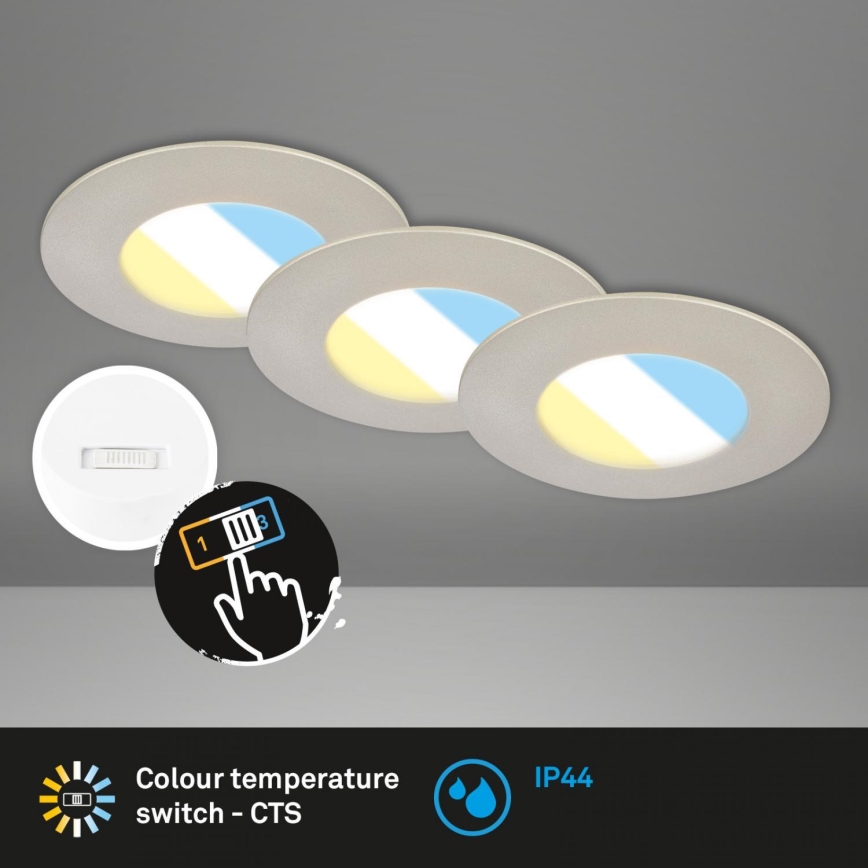 Briloner 7598032 - SET 3x Lampada LED da incasso per bagni LED/4,9W/230V IP44 2700/4000/6500K cromo opaco