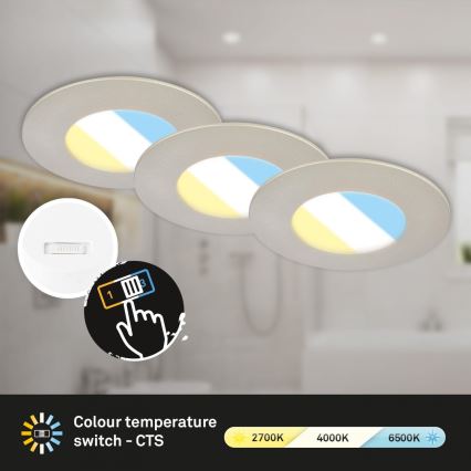 Briloner 7598032 - SET 3x Lampada LED da incasso per bagni LED/4,9W/230V IP44 2700/4000/6500K cromo opaco