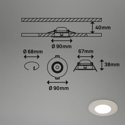 Briloner 7598032 - SET 3x Lampada LED da incasso per bagni LED/4,9W/230V IP44 2700/4000/6500K cromo opaco