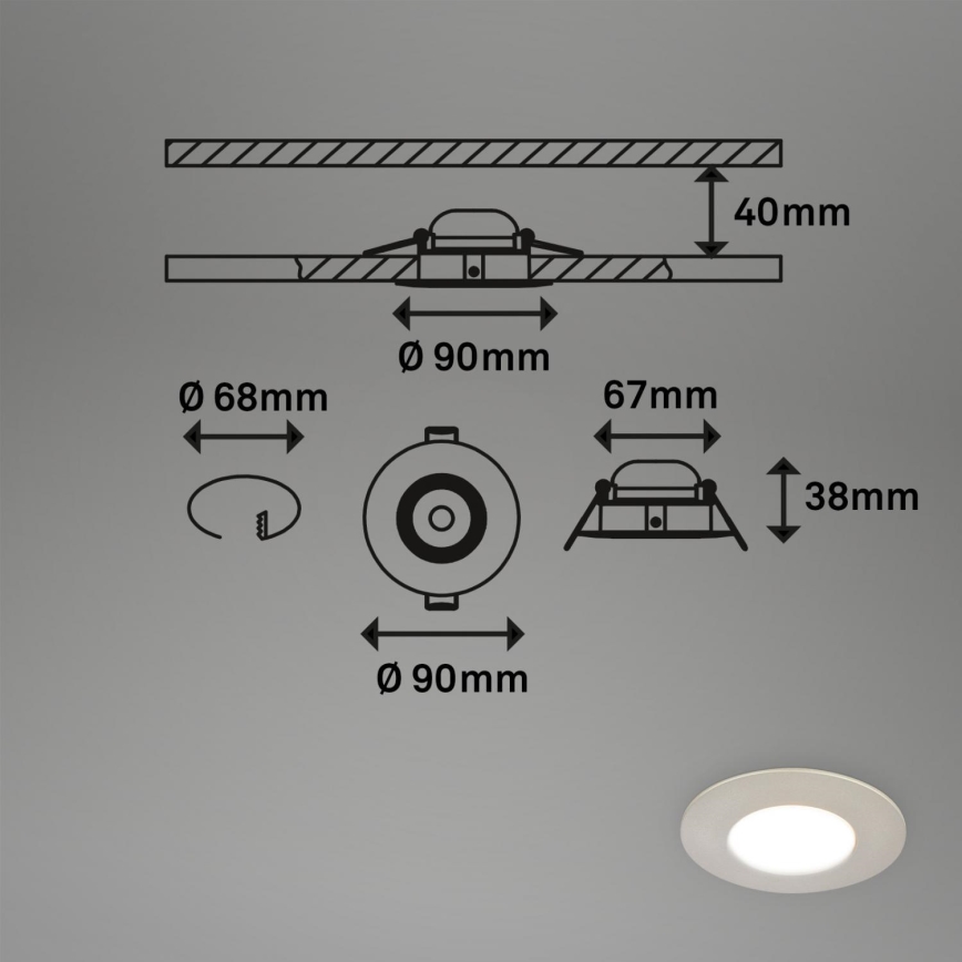 Briloner 7598032 - SET 3x Lampada LED da incasso per bagni LED/4,9W/230V IP44 2700/4000/6500K cromo opaco
