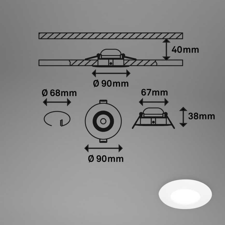 Briloner 7598036 - SET 3x Lampada LED da incasso per bagni LED/4,9W/230V IP44 2700/4000/6500K bianco