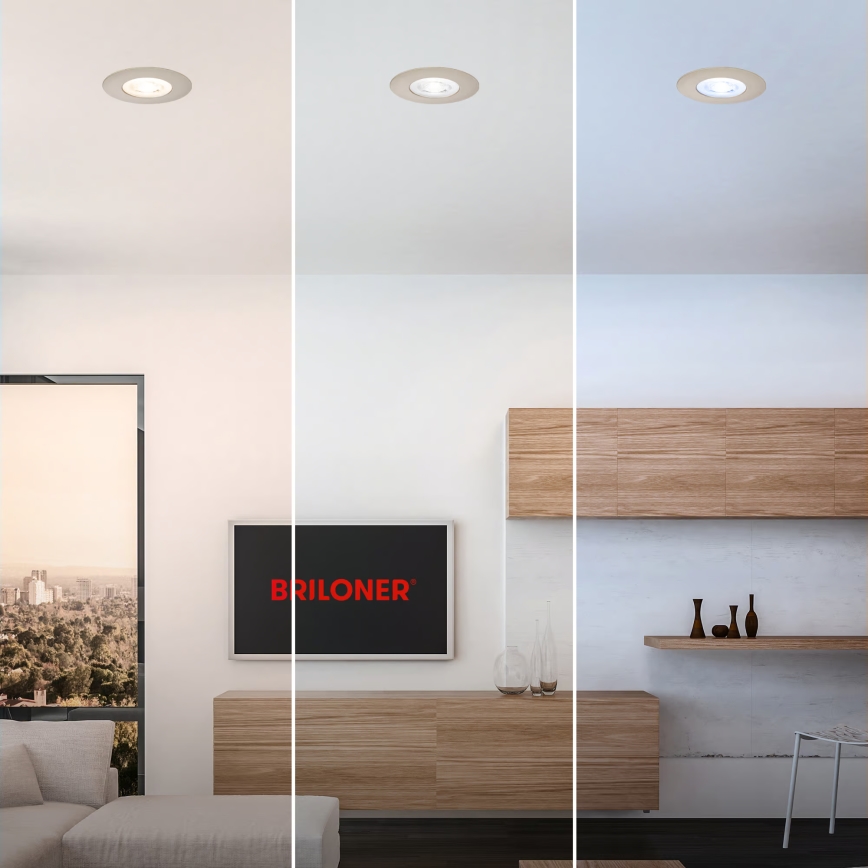 Briloner 7605032 - Set di 3 faretti LED da incasso per bagno 3xLED/4,9W/230V 2700/4000/6500K IP44 cromo opaco