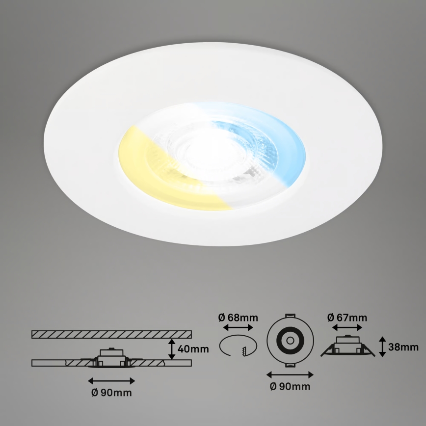 Briloner 7605036 - Set da 3 faretti da incasso per bagno 3xLED/4,9W/230V IP44 bianco