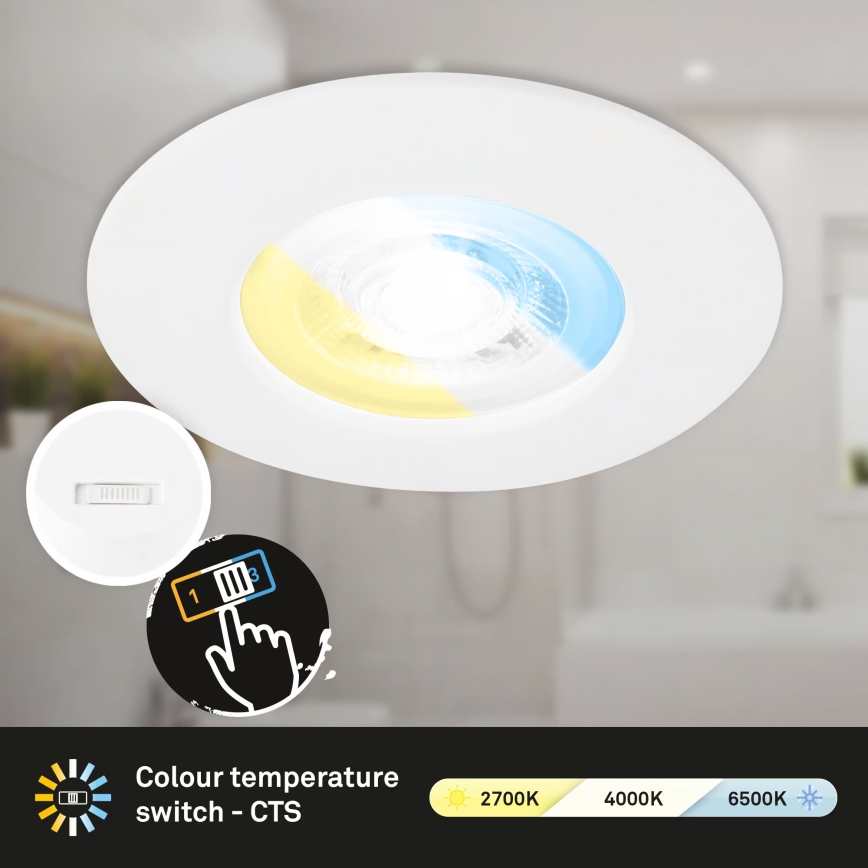 Briloner 7605036 - Set da 3 faretti da incasso per bagno LED/4,9W/230V 2700/4000/6500K IP44 bianco
