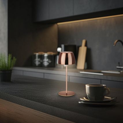Briloner - Lampada da tavolo per esterni ricaricabile LED MINI, dimmerabile con controllo touch, 2,5W/5V, IP44, 1800 mAh, ramata