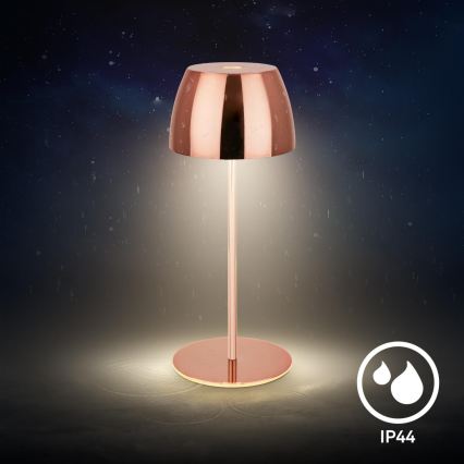 Briloner - Lampada da tavolo per esterni ricaricabile LED MINI, dimmerabile con controllo touch, 2,5W/5V, IP44, 1800 mAh, ramata