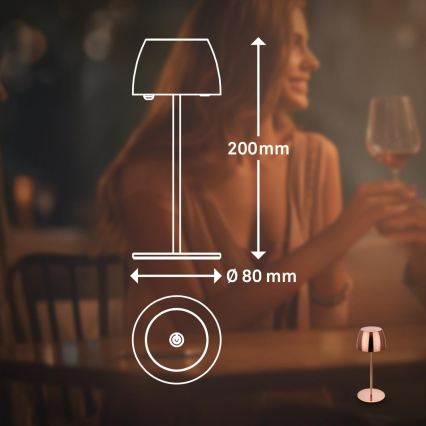 Briloner - Lampada da tavolo per esterni ricaricabile LED MINI, dimmerabile con controllo touch, 2,5W/5V, IP44, 1800 mAh, ramata