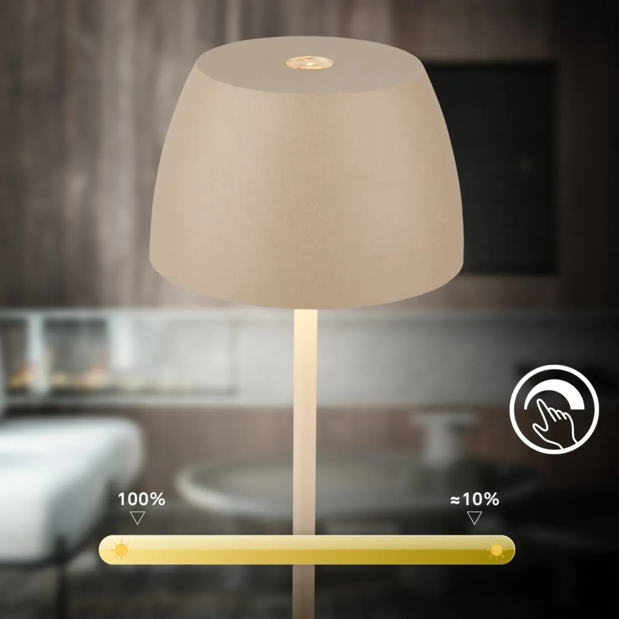 Briloner - Lampada da tavolo per esterni MINI a LED ricaricabile e dimmerabile con controllo touch LED/2,5W/5V IP44 1800 mAh beige