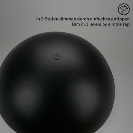 Briloner - Lampada da tavolo da esterno ricaricabile a LED dimmerabile a sfioramento/2,6W/5V 3000K IP44 2000 mAh nera