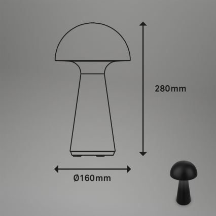Briloner - Lampada da tavolo da esterno ricaricabile a LED dimmerabile a sfioramento/2,6W/5V 3000K IP44 2000 mAh nera