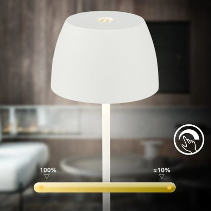 Briloner  - Lampada da tavolo ricaricabile dimmerabile a sfioramento per esterni MINI LED/2,5W/5V IP44 1800 mAh bianca