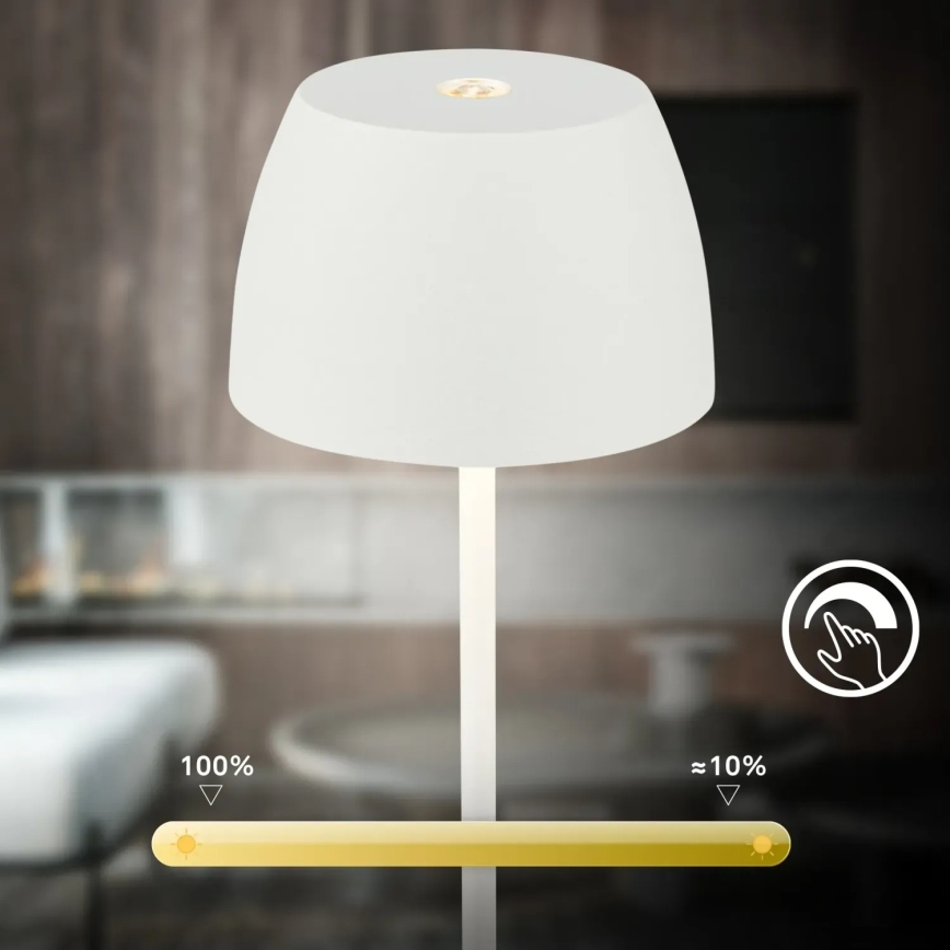 Briloner  - Lampada da tavolo ricaricabile dimmerabile a sfioramento per esterni MINI LED/2,5W/5V IP44 1800 mAh bianca