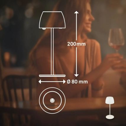 Briloner  - Lampada da tavolo ricaricabile dimmerabile a sfioramento per esterni MINI LED/2,5W/5V IP44 1800 mAh bianca