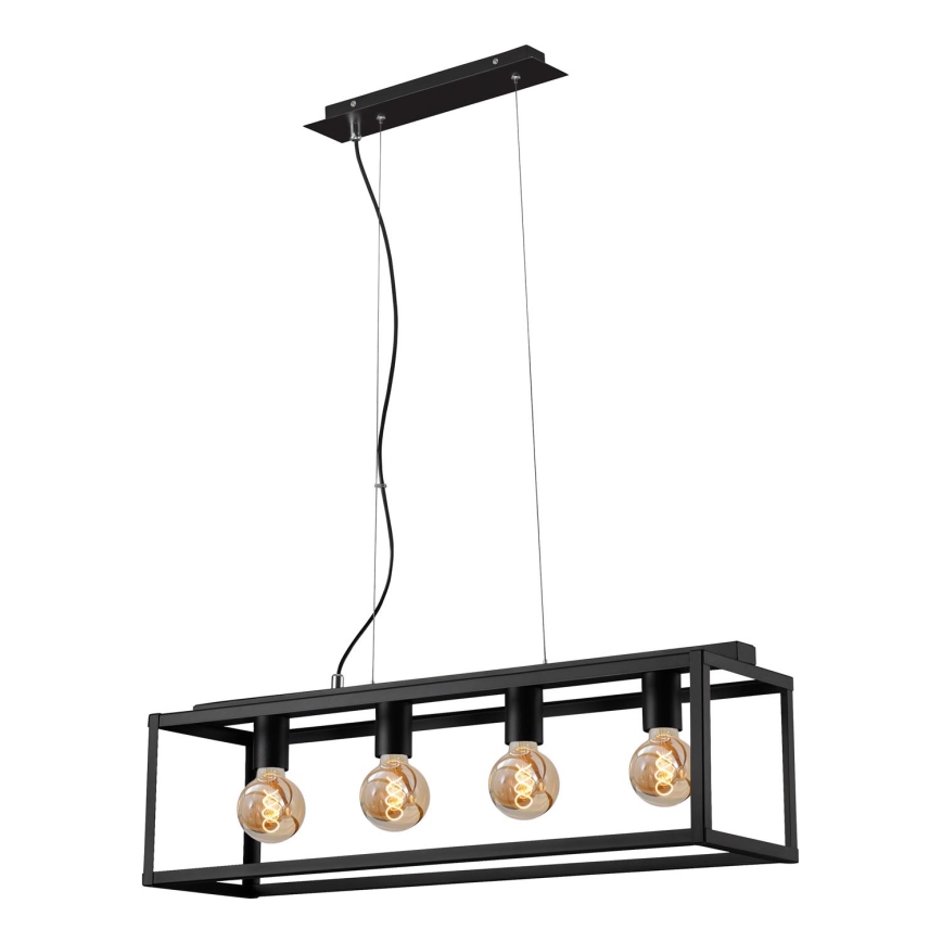 Briloner - Lampadario a sospensione con filo BLACK STEEL 4xE27/40W/230V