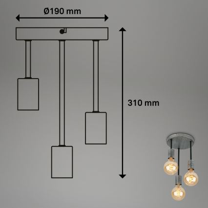 Briloner - Lampadario a sospensione con filo HENGA 3xE27/60W/230V