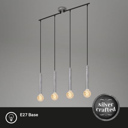 Briloner - Lampadario a sospensione con filo LONGA 4xE27/60W/230V argento