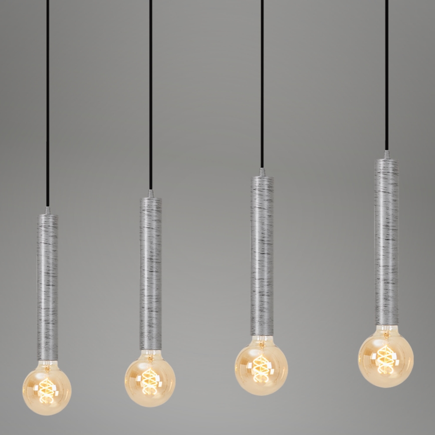 Briloner - Lampadario a sospensione con filo LONGA 4xE27/60W/230V argento
