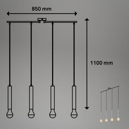 Briloner - Lampadario a sospensione con filo LONGA 4xE27/60W/230V argento