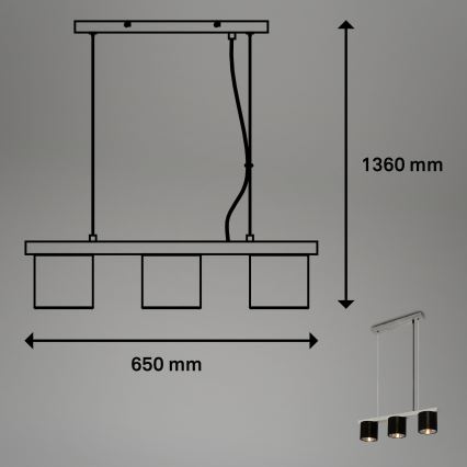 Briloner - Lampadario a sospensione con filo LURI 3xE14/25W/230V albero di caucciù