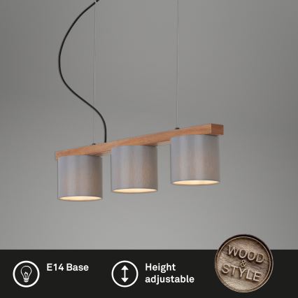 Briloner - Lampadario a sospensione con filo RHON 3xE14/25W/230V albero di caucciù