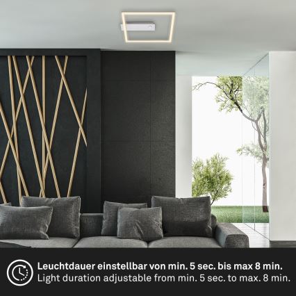 Briloner - Plafoniera LED con sensore di movimento e sensore crepuscolare FRAME LED/14W/230V 3000K 30x32 cm cromo opaco