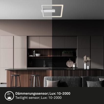 Briloner - Plafoniera LED con sensore di movimento e sensore crepuscolare FRAME LED/14W/230V 3000K 30x32 cm cromo opaco