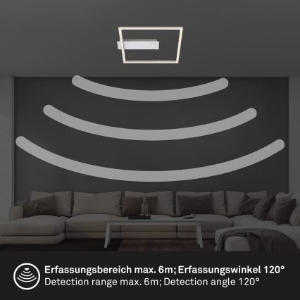 Briloner - Plafoniera LED con sensore di movimento e sensore crepuscolare FRAME LED/14W/230V 3000K 30x32 cm cromo opaco