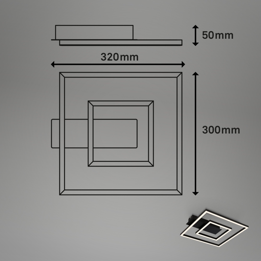 Briloner - Plafoniera LED FRAME LED/22W/230V 3000K 30x32 cm nera