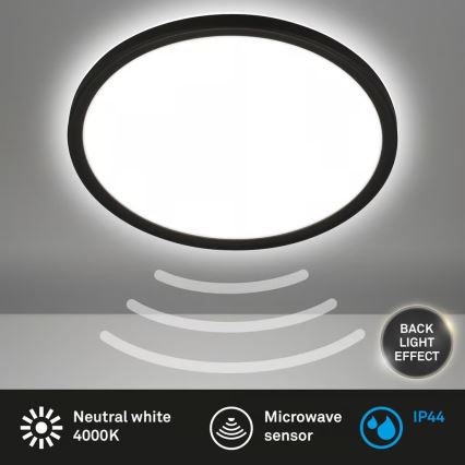 Briloner - Plafoniera LED per il bagno con sensore di movimento MOVE LED/18W/230V IP44 Ø 29 cm nero