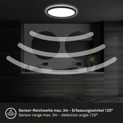 Briloner - Plafoniera LED per il bagno con sensore di movimento MOVE LED/18W/230V IP44 Ø 29 cm nero