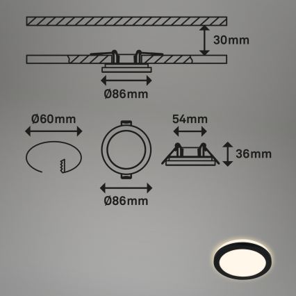 Briloner - SET 3x Lampada LED da incasso per bagni LED/3W/230V IP44