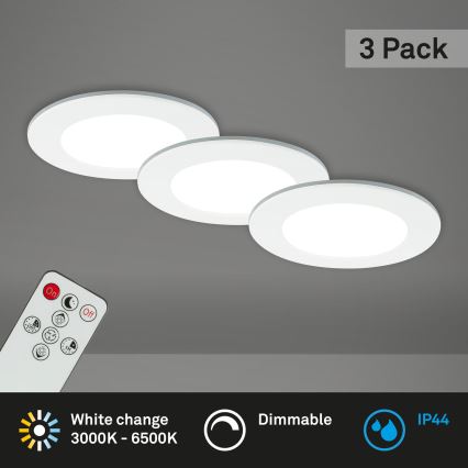 Briloner - SET 3x Luce da incasso LED da bagno dimmerabile LED/4,8W/230V 3000-6500K IP44 + telecomando