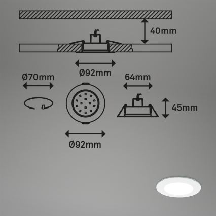 Briloner - SET 3x Luce da incasso LED da bagno dimmerabile LED/4,8W/230V 3000-6500K IP44 + telecomando