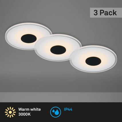 Briloner - SET 3x Lampada LED da incasso per bagni LED/6W/230V IP44 nero